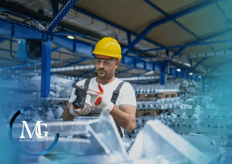 Pracownik fizyczny przy produkcji komponentów samochodowych