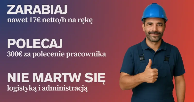 Hydraulik 12-17€ netto/h + darmowe auto i mieszkanie